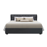 NNEDSZ Issa Bed Frame Fabric Gas Lift Storage - Charcoal King
