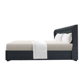NNEDSZ Issa Bed Frame Fabric Gas Lift Storage - Charcoal King