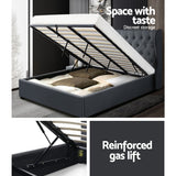 NNEDSZ Issa Bed Frame Fabric Gas Lift Storage - Charcoal King