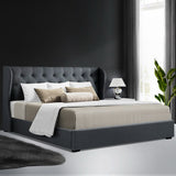 NNEDSZ Issa Bed Frame Fabric Gas Lift Storage - Charcoal King