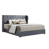 NNEDSZ Issa Bed Frame Fabric Gas Lift Storage - Grey King