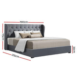 NNEDSZ Issa Bed Frame Fabric Gas Lift Storage - Grey King