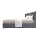 NNEDSZ Issa Bed Frame Fabric Gas Lift Storage - Grey King