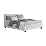 NNEDSZ Lisa Bed Frame PU Leather Gas Lift Storage - White Double