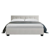 NNEDSZ Lisa Bed Frame PU Leather Gas Lift Storage - White Double