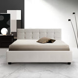 NNEDSZ Lisa Bed Frame PU Leather Gas Lift Storage - White Double