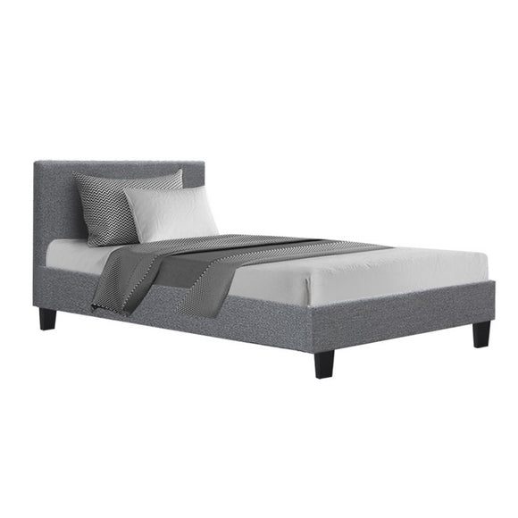 NNEDSZ Neo Bed Frame Fabric - Grey King Single