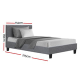 NNEDSZ Neo Bed Frame Fabric - Grey King Single