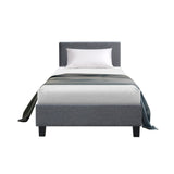 NNEDSZ Neo Bed Frame Fabric - Grey King Single