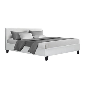 NNEDSZ Neo Bed Frame PU Leather - White Queen