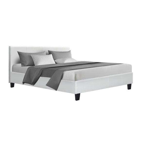 NNEDSZ Neo Bed Frame PU Leather - White Queen