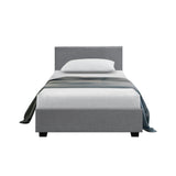 NNEDSZ Nino Bed Frame Fabric - Grey King Single
