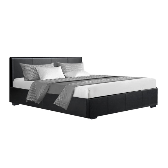 NNEDSZ Nino Bed Frame PU Leather - Black Queen