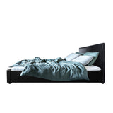 NNEDSZ Nino Bed Frame PU Leather - Black Queen