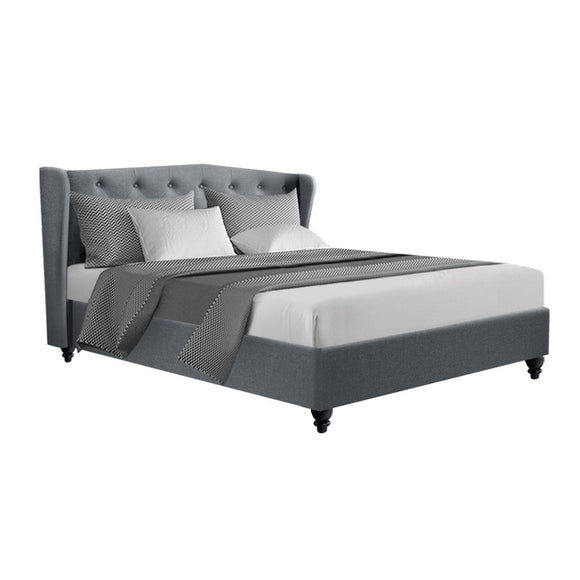 NNEDSZ Pier Bed Frame Fabric - Grey Queen