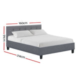 NNEDSZ Soho Bed Frame Fabric- Grey Queen