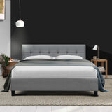 NNEDSZ Soho Bed Frame Fabric- Grey Queen