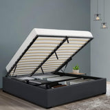 NNEDSZ TOKI Double Size Storage Gas Lift Bed Frame without Headboard Fabric Charcoal