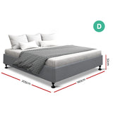 NNEDSZ Double Full Size Bed Base Frame Platform Fabric Wooden Grey TOMI