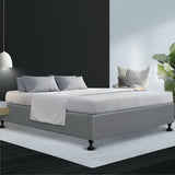 NNEDSZ Double Full Size Bed Base Frame Platform Fabric Wooden Grey TOMI