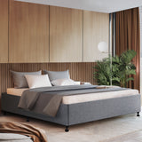 NNEDSZ Double Full Size Bed Base Frame Platform Fabric Wooden Grey TOMI
