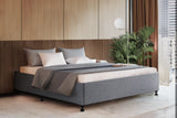 NNEDSZ Double Full Size Bed Base Frame Platform Fabric Wooden Grey TOMI