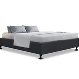 NNEDSZ Queen Size Bed Base Frame Mattress Platform Fabric Wooden Charcoal TOMI