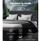 NNEDSZ Queen Size Bed Base Frame Mattress Platform Fabric Wooden Charcoal TOMI