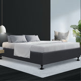 NNEDSZ Queen Size Bed Base Frame Mattress Platform Fabric Wooden Charcoal TOMI