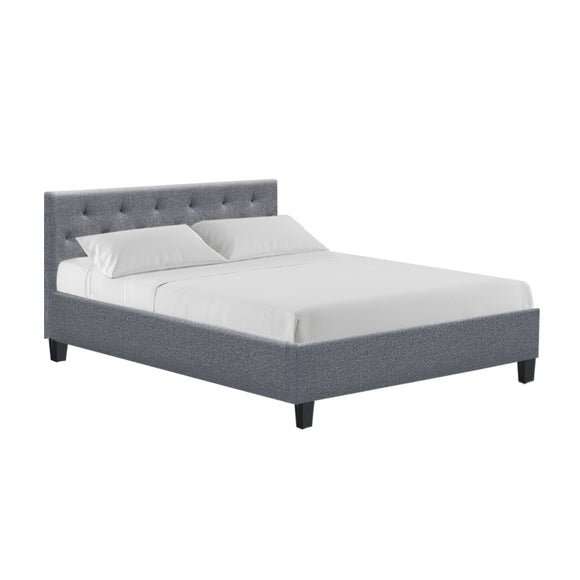 NNEDSZ Vanke Bed Frame Fabric- Grey Double