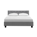 NNEDSZ Vanke Bed Frame Fabric- Grey Double
