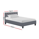 NNEDSZ Vanke Bed Frame Fabric- Grey King Single