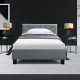 NNEDSZ Vanke Bed Frame Fabric- Grey King Single