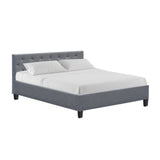 NNEDSZ Vanke Bed Frame Fabric- Grey Queen