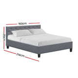 NNEDSZ Vanke Bed Frame Fabric- Grey Queen