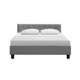 NNEDSZ Vanke Bed Frame Fabric- Grey Queen