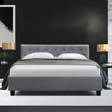 NNEDSZ Vanke Bed Frame Fabric- Grey Queen