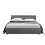 NNEDSZ Vila Bed Frame Fabric Gas Lift Storage - Grey Double