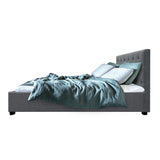 NNEDSZ Vila Bed Frame Fabric Gas Lift Storage - Grey Double