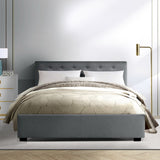 NNEDSZ Vila Bed Frame Fabric Gas Lift Storage - Grey Double