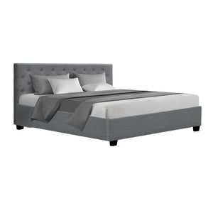 NNEDSZ Vila Bed Frame Fabric Gas Lift Storage - Grey King