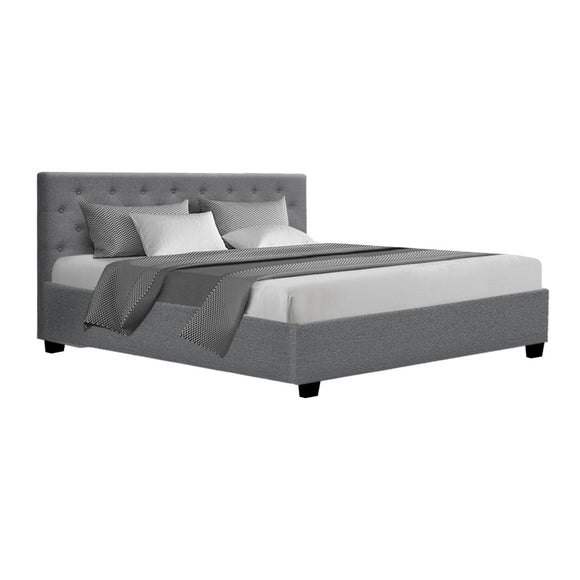 NNEDSZ Vila Bed Frame Fabric Gas Lift Storage - Grey King