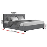 NNEDSZ Vila Bed Frame Fabric Gas Lift Storage - Grey King