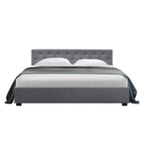 NNEDSZ Vila Bed Frame Fabric Gas Lift Storage - Grey King