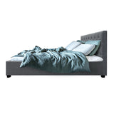 NNEDSZ Vila Bed Frame Fabric Gas Lift Storage - Grey King