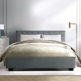 NNEDSZ Vila Bed Frame Fabric Gas Lift Storage - Grey King