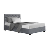 NNEDSZ Vila Bed Frame Fabric Gas Lift Storage - Grey King Single