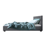 NNEDSZ Vila Bed Frame Fabric Gas Lift Storage - Grey King Single