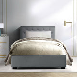 NNEDSZ Vila Bed Frame Fabric Gas Lift Storage - Grey King Single