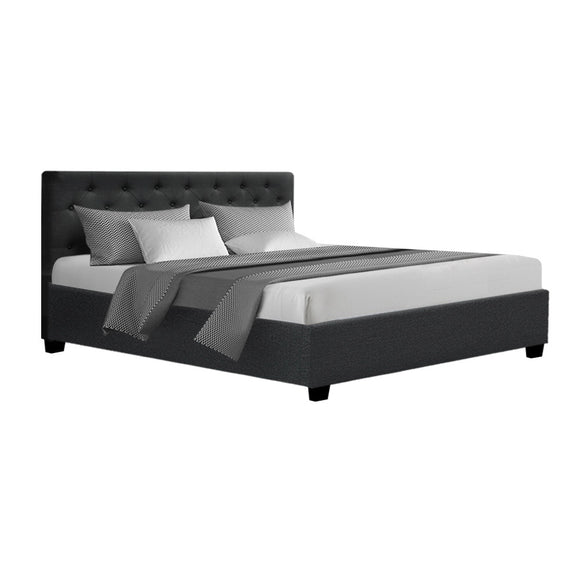 NNEDSZ Vila Bed Frame Fabric Gas Lift Storage - Charcoal Queen